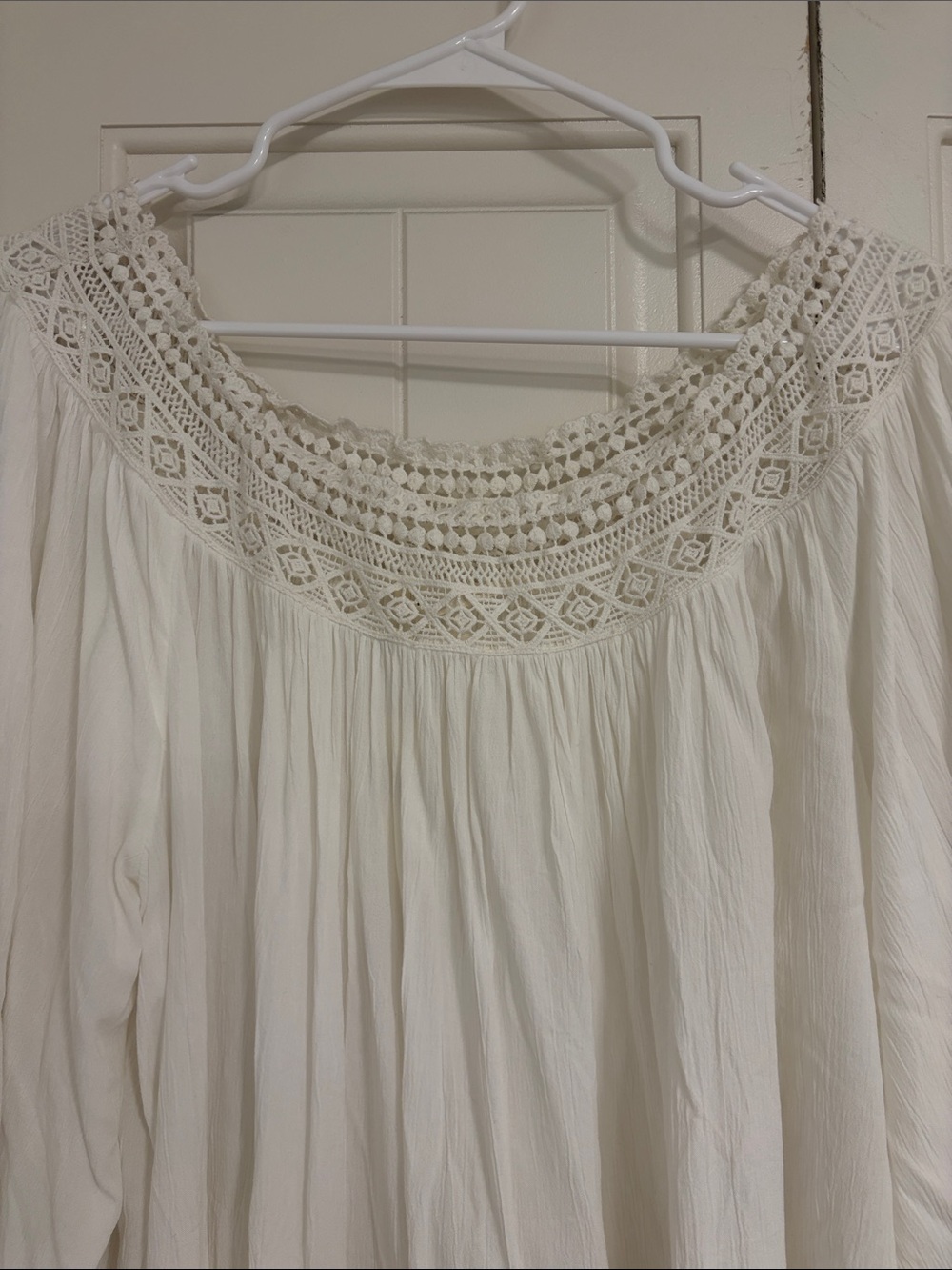 Anthropologie White Crochet Yoke Peasant Tunic - Picture 5 of 8